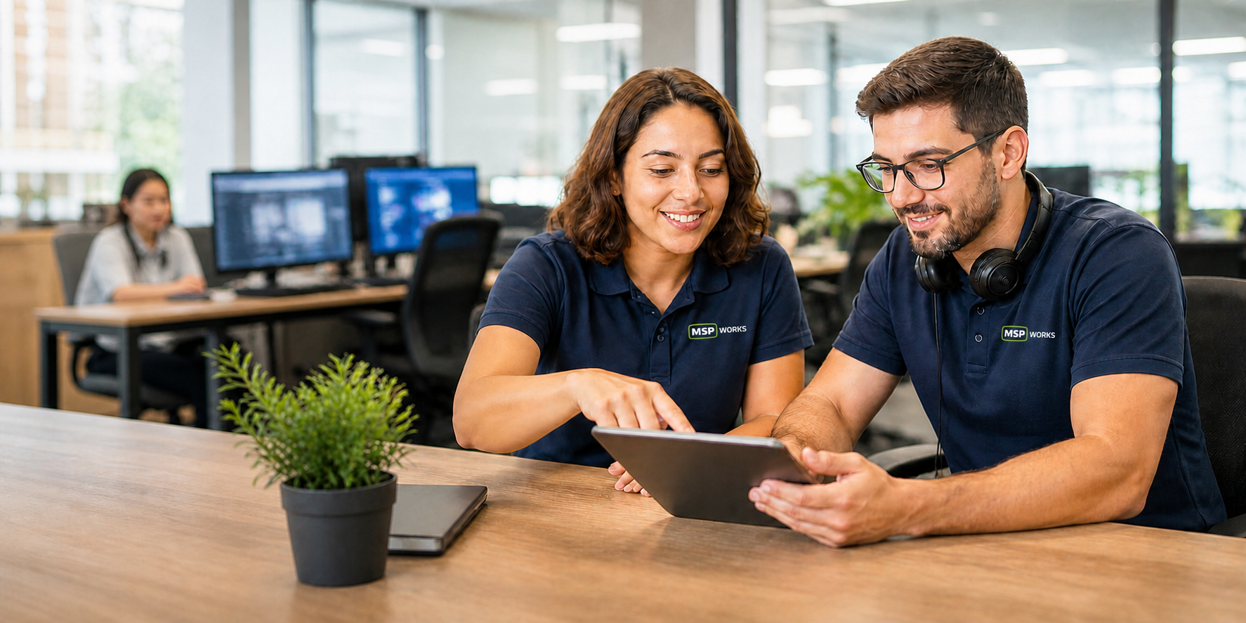 Profissionais da MSP Works analisando indicadores em equipe